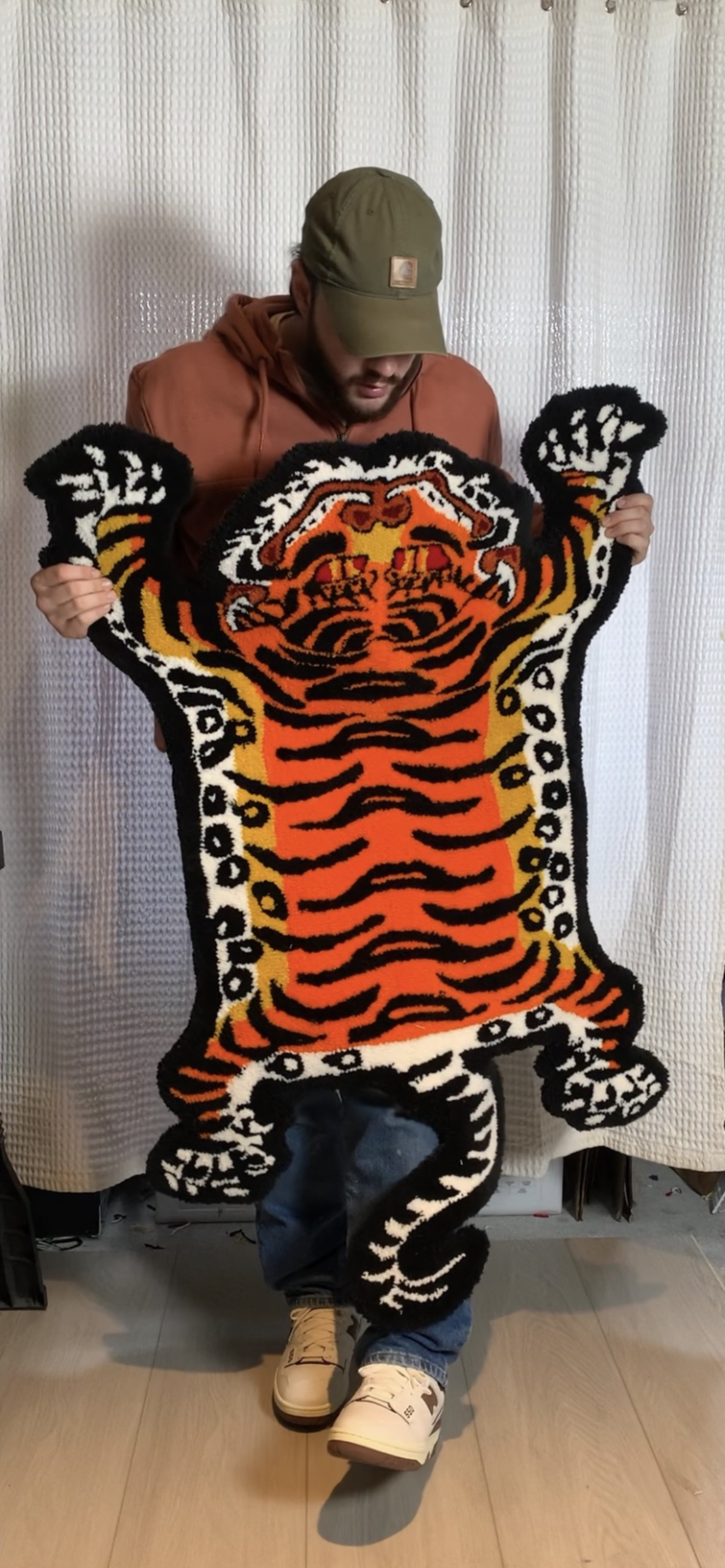 Tibetan tiger rug w/ non-slip backing