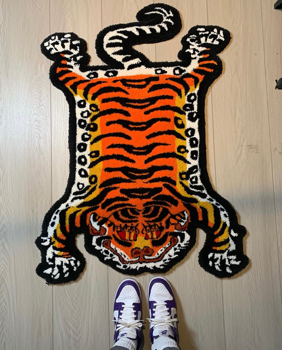 Tibetan tiger rug w/ non-slip backing