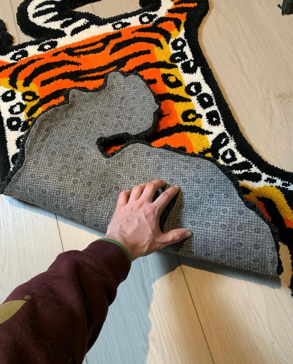 Tibetan tiger rug w/ non-slip backing